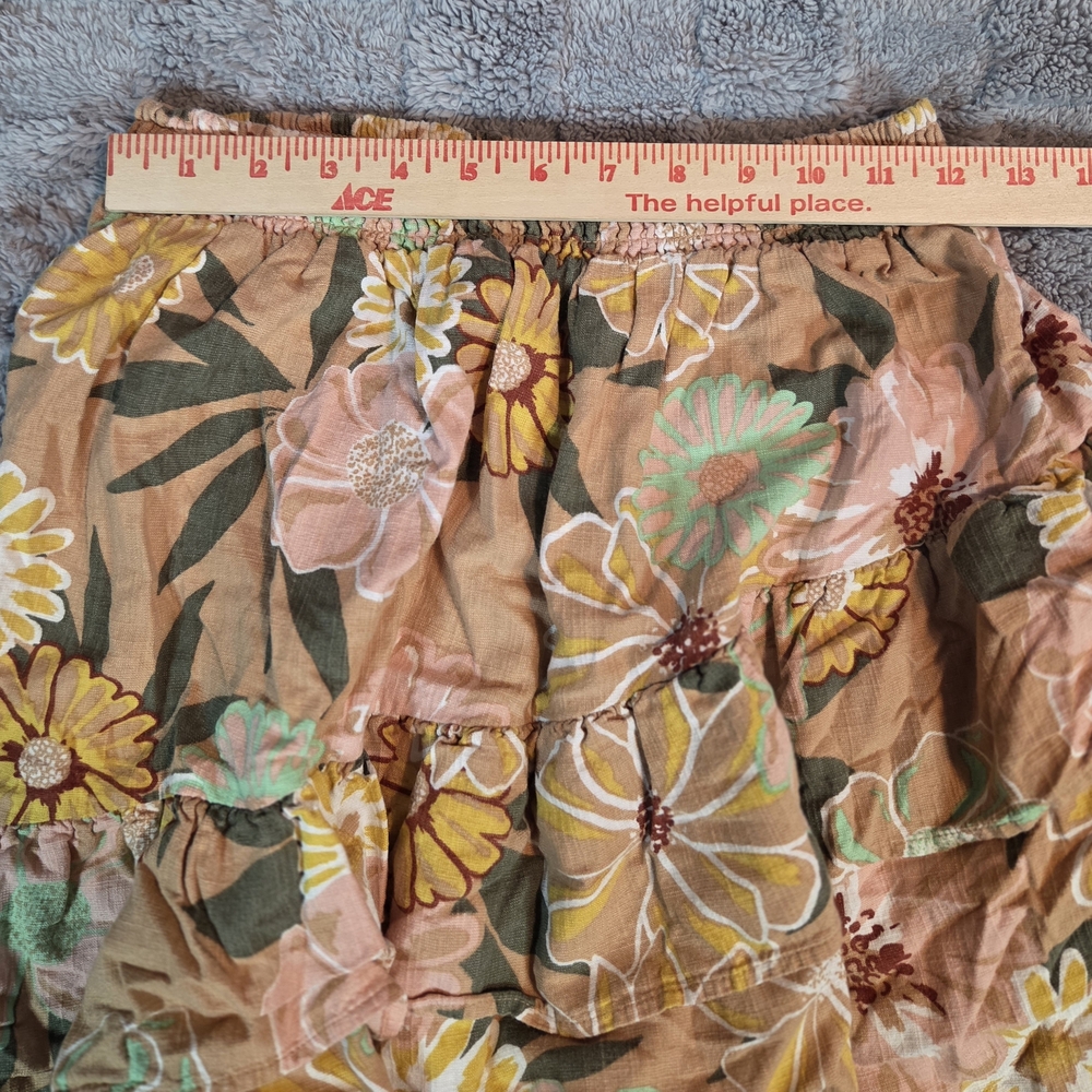 Roxy Skirt Cosmic Glow Again Floral Smocked Elastic Waist Ruffle Size XS - Picture 2 of 8
